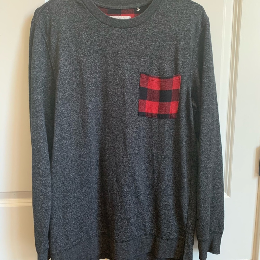 On the byas sweatshirt.
